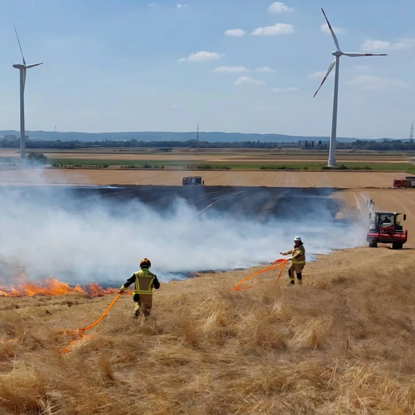 Flächenbrand auf einem Feld bei Girbelsrath