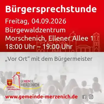 Ankündigung der Bürgersprechstunde in Morschenich